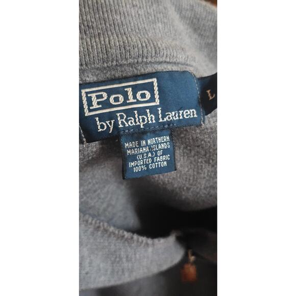Vintage Polo Ralph Lauren Made in USA Gray 1/4 Zip Heavyweight Cotton Pullover - Picture 5 of 5
